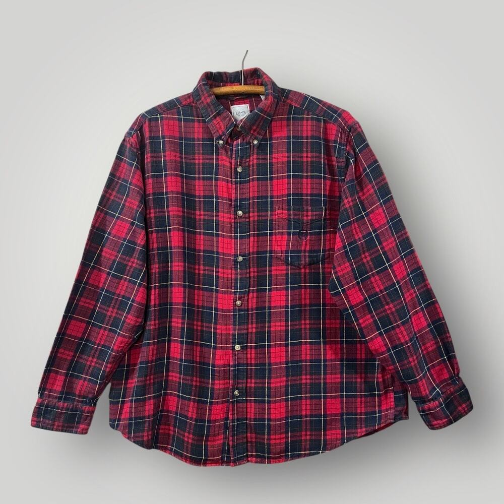Chap's Men's Size XXL Plaid Flannel Button Down. Holiday Red & Hunter Green